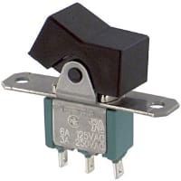 Electroswitch Inc. Switch, Rocker, SPST, 125/250 VAC, 28 VDC, On-None-Off, Coin Silver, Black