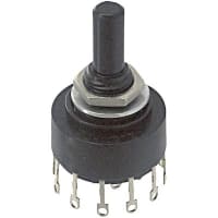 Electroswitch Inc. Switch, 0.250 in. Dia., 28 VDC/125 VAC, 1 A @ 28 VDC/125 VAC, 04, 02-03, Rotary