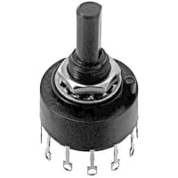 Electroswitch Inc. Switch, 0.790 in. L x 0.920 in. Dia., 28 VDC, 125 VAC, 1 A, 3, 4, Rotary, 270