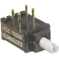 Electroswitch Inc. Switch, Pushbutton, PCB Mount, 1000, 25 Milliohms (Max.), Copper, UL Listed