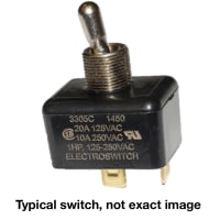 Electroswitch Inc. Switch, Toggle, SPST, On None Off, IP67 sealed, 6A 125VAC, 0.25 QC Tabs, UL CSA