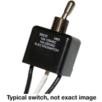 Electroswitch Inc. Switch, Toggle, SPDT, On None On, IP67 sealed, 20A 125VAC, 16AWG wire leads, UL CSA