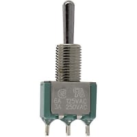 Electroswitch Inc. Switch, Toggle, PCB Mount, 6 A @ 125 VAC/3 A @ 250 VAC (UL, CSA), SPDT