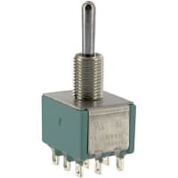 Electroswitch Inc. Switch, Toggle, PCB Mount, 6 A @ 125 VAC, 3 A @ 250 VAC, 125/250 VAC, 3PDT