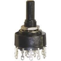 Electroswitch Inc. Switch, 0.250 in. Dia., 28 VDC/125 VAC, 1 A @ 28 VDC/125 VAC, 04, 02-03, Rotary