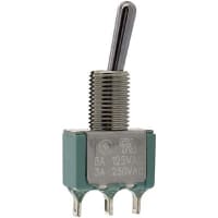 Electroswitch Inc. Switch, Toggle, PCB Mount, 6 A @ 125 VAC/3 A @ 250 VAC (UL, CSA), SPDT