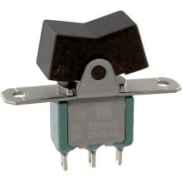 Electroswitch Inc. Switch, Rocker, SPDT, 125/250 VAC, 28 VDC, On-Off-On, Coin Silver, Black, Screw