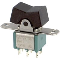 Electroswitch Inc. Switch, DPDT, 6 A, 125 VAC, Coin Silver, 0n-Off-On, 10 Millohms @ 3 VDC, 100 mA