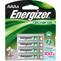 Energizer Battery, Rechargeable, AAA, Nickel-Metal Hydride, 1.2VDC, 850mAh, EnergizerNH Series