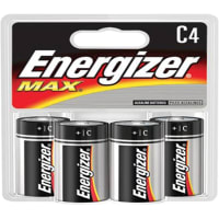 Energizer Battery, Non-Rechargeable, C, Alkaline Zinc-Manganese Dioxide, 1.5VDC, Flat Top