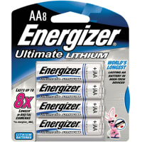 Energizer Battery, Non-Rechargeable, AA, Lithium, 1.5VDC, 3Ah, Pressure Contact, EnergizerL