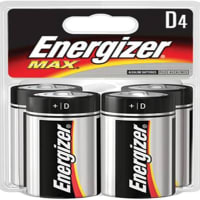 Energizer Battery, Non-Rechargeable, D, Alkaline Zinc-Manganese Dioxide, 1.5VDC, Flat Top