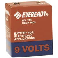 Energizer Battery, Non-Rechargeable, Rectangular, Zinc-Manganese Dioxide, 9 VDC, 5Ah, Energizer