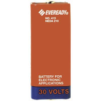 Energizer Battery, Non-Rechargeable, Rectangular, Zinc-Manganes Dioxide, 30VDC, 140mAh