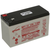 EnerSys Battery, Rechargeable, Rectangular, Lead Acid, 12VDC, 7Ah, Quick Disconnect: 0.187