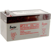 EnerSys Battery, Rechargeable, Rectangular, Lead Acid, 12VDC, 1.2Ah, Quick Disconnect: 0.187