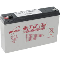 EnerSys Battery, Rechargeable, Rectangular, Lead Acid, 6VDC, 7Ah, Quick Disconnect: 0.187