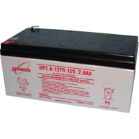 EnerSys Battery, Lead Acid, Rechargeable, Rectangular, 12VDC, 2.6Ah, Quick Disconnect: 0.187