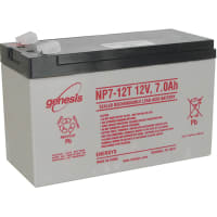 EnerSys Battery, Rechargeable, Rectangular, Lead Acid, 12VDC, 7Ah, Quick Disconnect: 0.25