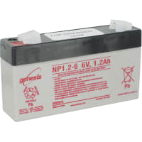 EnerSys Battery, Rechargeable, Rectangular, Lead Acid, 6VDC, 1.2Ah, Quick Disconnect: 0.187