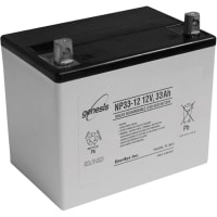 EnerSys Battery, Rechargeable, Rectangular, Lead Acid, 12VDC, 33Ah, M5 Bolt, Genesis NP Battery