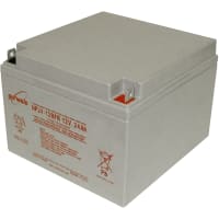 EnerSys Battery, Rechargeable, Rectangular, Lead Acid, 12VDC, 24Ah, Bolt Fastened