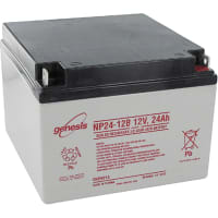 EnerSys Battery, Rechargeable, Rectangular, Lead Acid, 12VDC, 24Ah, Bolt Fastened