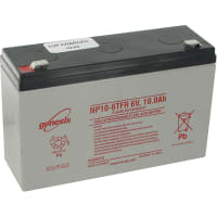 EnerSys Battery, Rechargeable, Rectangular, Lead Acid, 6VDC, 10Ah, Quick Disconnect: 0.187