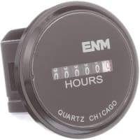 ENM Company Panel Meter, Hour, E-mech, Digital, 6 Dig, Dim 1.68"Wx1.68"Hx1.26"D, Vol-Sup 115VAC