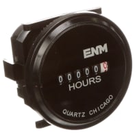 ENM Company Panel Meter, Hour, Mech, Digital, 6 Dig, Dim 1.68"Wx1.68"Hx1.26"D, Vol-Sup 24VAC