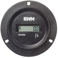 ENM Company Hour Meter, Round, 3 Holes, 6-Digit, Non-Volatile Memory, 4.5-60VAC/VDC, 50-60Hz