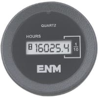 ENM Company Panel Meter, Hour, Elec, LCD, 6 Dig, Dim 1.43"Hx2.22"Dia., Vol-Sup 4.5 to 28VDC