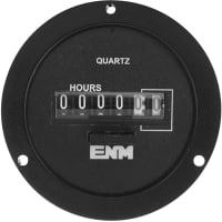 ENM Company Panel Meter, Hour, E-mech, Digital, Range 0-99999.9hrs., Cut-Out 2.22"Dia., 6 Dig