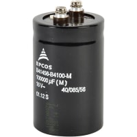 EPCOS Capacitor, Alum Electrolytic, Cap 0.1 F, 16 VDC, Screw Terminal, 51.6X80.7 mm