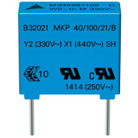 EPCOS Epcos B32021 2.2nF Polypropylene Film Capacitor 300 V ac +/-20%, Through Hole