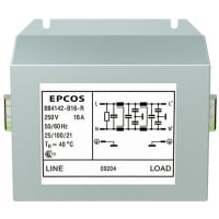 EPCOS Epcos B84142-B Series 16A 250 V ac 60Hz Flange Mount Power Line Filter