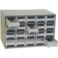 Akro-Mils Cabinet, Storage, High-Density polyethylene, Gray, 20-Drawers/Cab., 3-3/16 in.