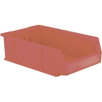 Akro-Mils Storage Bin, Polypropylene, Red, 20 in. L x 12-3/8 in. W x 6 in. H, 100 lbs.