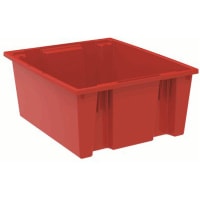 Akro-Mils Tote, High Density Polyethylene, Red, 23-1/2, 19-1/2 in., 10 in.