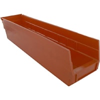 Akro-Mils Storage Bin, Polypropylene, Red, 17-7/8 in. L x 4-1/8 in. W x 4 in. H