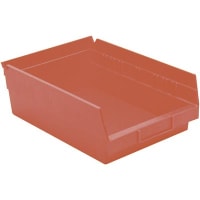 Akro-Mils Storage Bin, Polypropylene, Red, 11-5/8 in. L x 8-3/8 in. W x 4 in. H