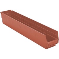 Akro-Mils Storage Bin; Polypropylene; Red; 23-5/8 in. L X 4-1/8 in. W X 4 in. H