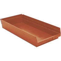 Akro-Mils Storage Bin, Polypropylene, Red, 23-5/8 in. L x 11-1/8 in. W x 4 in. H