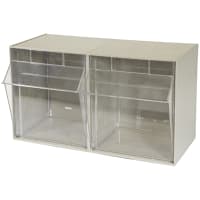 Akro-Mils Storage Bin; Tiltview; Polystyrene; Clear; 2; 12 x 23.5 x 14