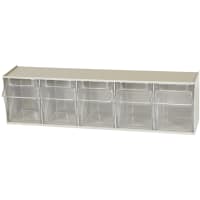 Akro-Mils Storage Bin; Tiltview; Polystyrene; Clear; 5; 5 x 23.5 x 6.5