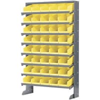 Akro-Mils Rack, Storage Bin, 40 Bins, L=11-5/8 in., W=11-1/8, H=4 in., Yellow