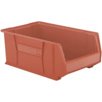 Akro-Mils Storage Bin, Polypropylene, Red, 20 in. L x 12-3/8 in. W x 8 in. H, 150 lbs.