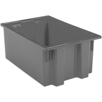 Akro-Mils Tote, High-Density Polyethylene, Gray, 19-1/2, 15-1/2 in., 10 in.