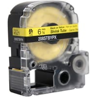 Epson LabelWorks Heat Shrink Cartridge, Black on Yellow, Polyolefin, 1/4" x 8 Ft, PX Series