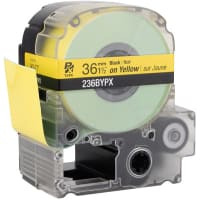 Epson LabelWorks Label Tape Cartridge, Black on Yellow, Polyester, 1 1/2" x 30 Ft, PX Series